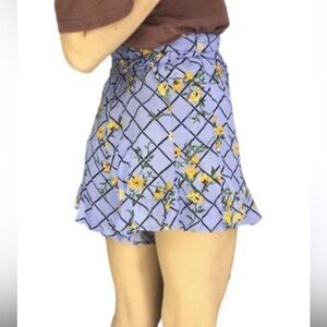 Forever 21 Contemporary High Waisted Shorts Skirt Floral Baby Blue Flowy Summer